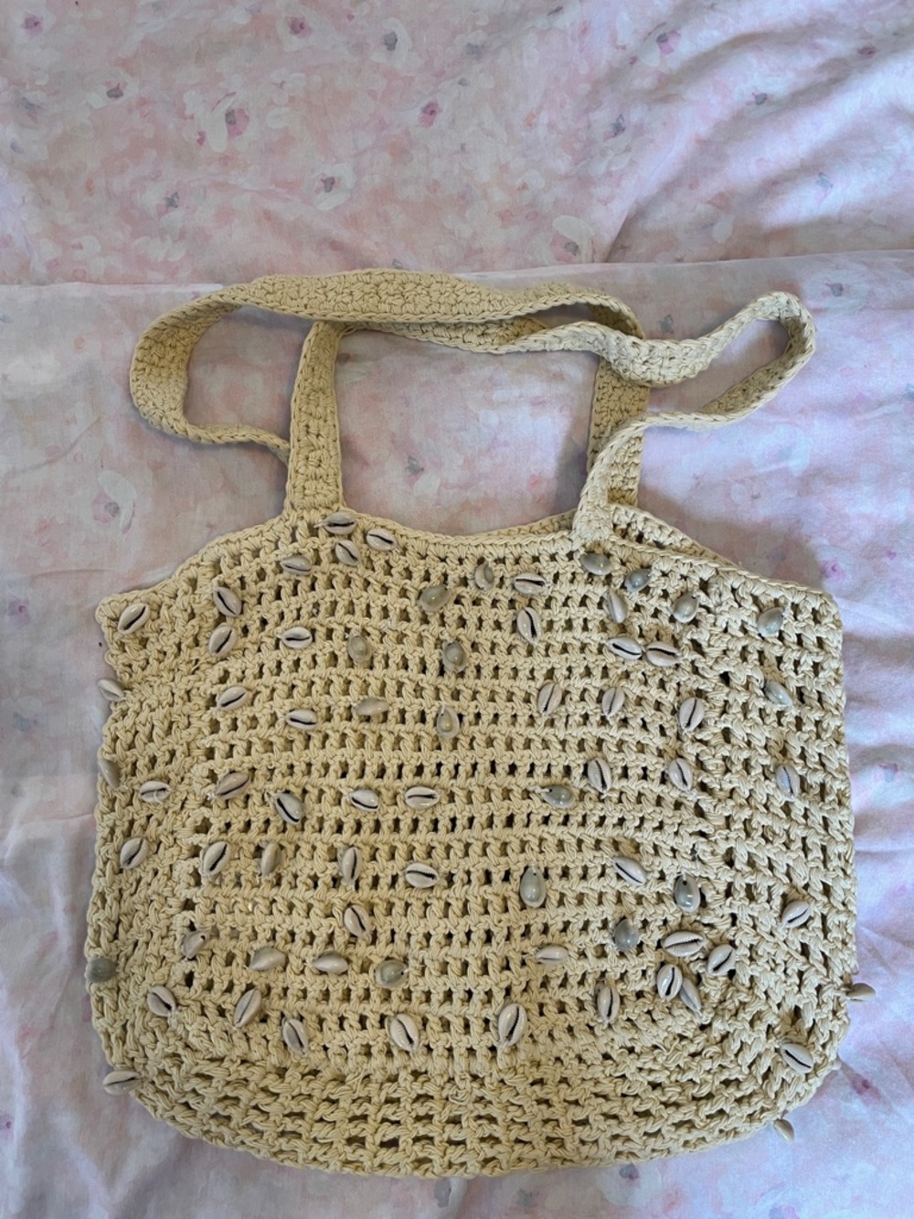 Garage Cream Crochet Tote with Shell Accents